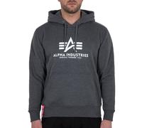 Alpha Industries Herren Hoodie Basic Logo charcoal heather/white M
