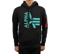 Alpha Industries Herren Hoodie Half Logo Foam black/green L