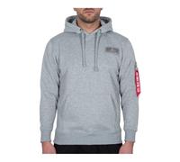 Alpha Industries Herren Hoodie Red Stripe grey heather M