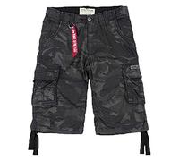 Cargobermudas ALPHA INDUSTRIES "Jet Short", Herren, Gr. 40, N-Gr, schwarz (schwarz camo), Web, Obermaterial: 100% Baumwolle, bedruckt, normal knieumspielend, Hosen (73011720-40) schwarz camo