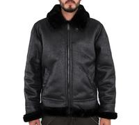 Alpha Industries Herren Kunstlederjacke B3 FL black/black S