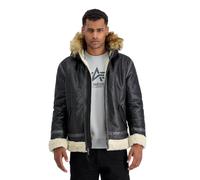 Alpha Industries Herren Kunstlederjacke B3 FL Hooded black L