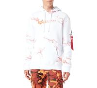 Alpha Industries Herren Lightning AOP Hoody Kapuzensweat Für Kapuzenpullover, White/Orange, M EU