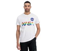 Alpha Industries Herren NASA Refl T-Shirt, White/Metal Red, XXL