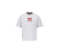 Rundhalsshirt ALPHA INDUSTRIES "Satin Logo T" Gr. XXXL, grau (pastel grey) Herren Shirts (87987715-XXXL) pastel grey