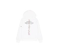 Hoodie ALPHA INDUSTRIES "Signature Backprint Hoodie", Herren, Gr. M, weiß, Obermaterial: 80% Baumwolle, 20% Polyester, regular fit, Sweatshirts Hoodie (16543309-M) weiß