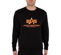 Alpha Industries Herren Sweater Basic Logo Reflective Print black/refl. orange S