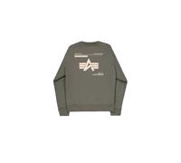 Sweatshirt ALPHA INDUSTRIES "Label Sweater BP", Herren, Gr. XL, grün (schwarz olive), angeraute Sweatware, Obermaterial: 80% Baumwolle, 20% Polyester, bedruckt, regular fit normal, Rundhals, Rippbündc