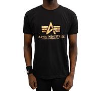 Alpha Industries Herren T-Shirt Basic Logo Foil Print black/gold XXL
