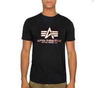 Alpha Industries Herren T-Shirt Basic Logo Foil Print black/yellow gold XXL