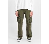 Cargohose ALPHA INDUSTRIES "Jet Pant", Herren, Gr. 36, N-Gr, grün (schwarz olive), Web, Obermaterial: 100% Baumwolle, unifarben, normal lang, Hosen Cargohose, mit seitlichen Cargotaschen und Kordelzug