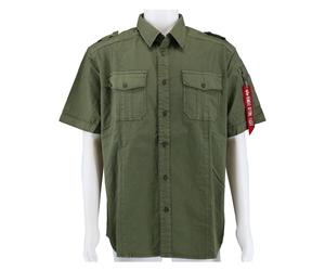 Alpha Industries Kurzarmhemd Basic Slim (Baumwolle) sagegrün Herren, Größe L