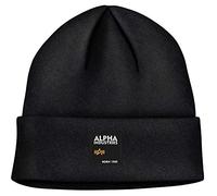 Alpha Industries Label Beanie Klassisches Unisex Beanie Black