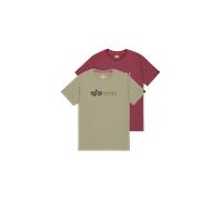 Alpha Industries - Alpha Label T 2 Pack T-Shirt für Männer - Größe 3XL - Oliv/BurgunderrOt