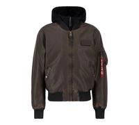 Lederjacke ALPHA INDUSTRIES "MA-1 D-Tec Faux Leather", Herren, Gr. XXL, braun (vintage braun), Obermaterial: 100% Polyurethan, Futter: 100% Nylon, Kapuze: 75% Baumwolle, 25% Polyester, Füllung: 100% P