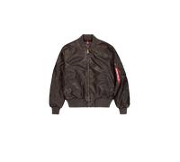 Alpha Industries MA-1 Faux Leather Vintage Bomberjacke Größe L Vintage Braun
