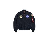 Bomberjacke ALPHA INDUSTRIES "MA-1 VF Vintage Fit NASA", Herren, Gr. 4 XL, blau (rep.blau), Obermaterial: 100% Nylon, Futter: 100% Nylon, Füllung: 100% Polyester, Jacken (85621150-4XL) rep.blau