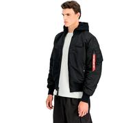 Bomberjacke ALPHA INDUSTRIES "MA-1 ZH Back Print", Herren, Gr. XXL, schwarz-weiß (95 schwarz, weiß), Web, Obermaterial: 100% Nylon. Futter: 100% Nylon. Kapuze: 75% Baumwolle, 25% Polyester, bedruckt,