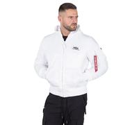 Bomberjacke ALPHA INDUSTRIES "MA-1 ZH Back Print", Herren, Gr. XL, weiß (weiß, schwarz), Web, Obermaterial: 100% Nylon. Futter: 100% Nylon. Kapuze: 75% Baumwolle, 25% Polyester, bedruckt, slim fit nor