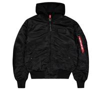 Alpha Industries - MA-1 Zip Hood Backprint Bomber Jacke - Black/White S