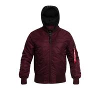 Bomberjacke ALPHA INDUSTRIES "MA-1 ZH Back Print", Herren, Gr. S, rot (schwarz cherry), Web, Obermaterial: 100% Nylon, modisch, slim fit, Rundhals, Langarm Rippbündchen, Jacken, Topseller (28834459-S)
