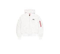 Alpha Industries MA-1 Zip Hood Backprint Slim Bomberjacke Größe L Weiß/Schwarz
