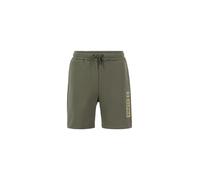 Shorts ALPHA INDUSTRIES "Alpha Puff Print Short", Herren, Gr. L, Normalgrößen, grün (schwarz olive), Obermaterial: 80% Baumwolle, 20% Polyester, Hosen Shorts (19833603-L) schwarz olive