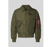 Alpha Industries Regular Fit Bomberjacke mit Logo-Patch in Oliv, Größe S