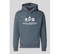 Kapuzensweatshirt ALPHA INDUSTRIES "Basic Hoody", Herren, Gr. M, blau (denim blau), angeraute Sweatware, Obermaterial: 80% Baumwolle, 20% Polyester, bedruckt, normal normal, Rundhals, Rippbündchen, Sw