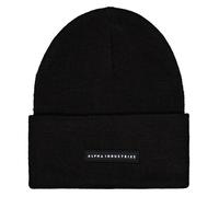 Skimütze ALPHA INDUSTRIES "Rubber Logo Beanie", Gr. onesize, schwarz, Obermaterial: 60% Polyester, 40% Polyacryl, Mützen (98589959-0) schwarz