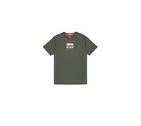 T-Shirt ALPHA INDUSTRIES "Satin Logo T-Shirt", Herren, Gr. L, grün (schwarz olive), Obermaterial: 100% Baumwolle, Shirts T-Shirt (62867263-L) schwarz olive
