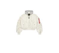 Bomberjacke ALPHA INDUSTRIES "Short Hooded Bomber Light W", Damen, Gr. XS, stone, Obermaterial: 100% Nylon, Jacken Bomberjacke (74060106-XS) stone