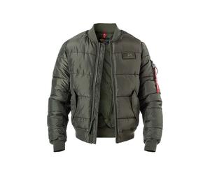 ALPHA INDUSTRIES Steppjacke Herren Stehkragen Mikrofaser grün, XXL
