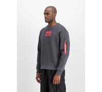 Alpha Industries Herren Satin Logo Sweatshirt, Vintage Grey, XXL
