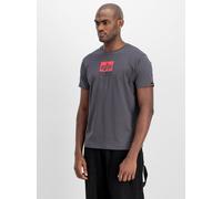 T-Shirt ALPHA INDUSTRIES "Satin Logo T-Shirt", Herren, Gr. XS, grau (vintage grau), Obermaterial: 100% Baumwolle, Shirts T-Shirt (55124052-XS) vintage grau