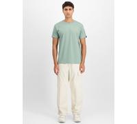 Rundhalsshirt ALPHA INDUSTRIES "BASIC T SMALL LOGO", Herren, Gr. XL, frost grün, Single Jersey, Obermaterial: 100% Baumwolle, bedruckt, schmal normal, Rundhals, eingesetzt gerader Abschluss, Shirts (5