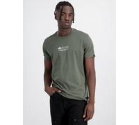 T-Shirt ALPHA INDUSTRIES "Alpha Industries Men - T-Shirts Alpha Wording T" Gr. S, grün (dark olive) Herren Shirts (36332707-S) dark olive