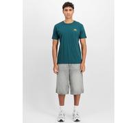 Rundhalsshirt ALPHA INDUSTRIES "Backprint T", Herren, Gr. L, deep petrol, Single Jersey, Obermaterial: 100% Baumwolle, bedruckt, regular fit normal, Rundhals, Shirts (44461164-L) deep petrol