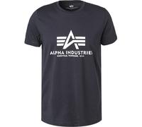 ALPHA INDUSTRIES T-Shirt Herren Regular Fit Kurzarm Rundhals Baumwolle blau, S