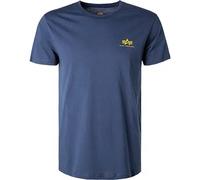 ALPHA INDUSTRIES T-Shirt Herren Regular Fit Kurzarm Rundhals Baumwolle blau, S