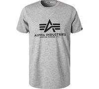 T-Shirt ALPHA INDUSTRIES "Basic T-Shirt", Damen, Gr. XL, grau (grau heather), Single Jersey, Obermaterial: 100% Baumwolle, bedruckt, meliert, regular fit normal, Rundhals, normaler Saum, Shirts T-Shir