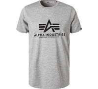 T-Shirt ALPHA INDUSTRIES "Basic T-Shirt", Damen, Gr. XXL, grau (grau heather), Single Jersey, Obermaterial: 100% Baumwolle, bedruckt, meliert, regular fit normal, Rundhals, normaler Saum, Shirts T-Shi