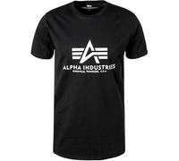 ALPHA INDUSTRIES T-Shirt Herren Regular Fit Kurzarm Rundhals Baumwolle schwarz, M