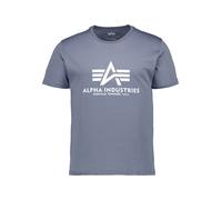 T-Shirt ALPHA INDUSTRIES "Basic T-Shirt", Damen, Gr. L, blau (denim blau), Single Jersey, Obermaterial: 100% Baumwolle, bedruckt, regular fit normal, Rundhals, normaler Saum, Shirts T-Shirt, Baumwolle