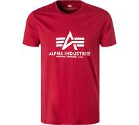 ALPHA INDUSTRIES T-Shirt Herren Slim Fit Kurzarm Rundhals Baumwolle rot, M