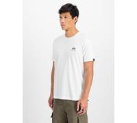 Rundhalsshirt ALPHA INDUSTRIES "BASIC T SMALL LOGO", Herren, Gr. XXL, weiß, Single Jersey, Obermaterial: 100% Baumwolle, bedruckt, schmal normal, Rundhals, eingesetzt gerader Abschluss, Shirts Rundhal