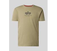 Alpha Industries T-Shirt mit Logo und Rundhalsausschnitt in Oliv, Größe M