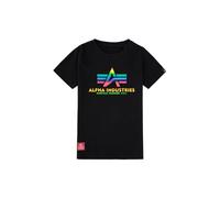 Alpha Industries Unisex Kinder Basic Kids/Teens T-Shirt, Black/Metal Red, 16 Años