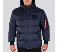 Alpha Industries Hooded Puffer Alpha Faux Down Winterjacke Größe S Blau