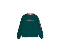 Sweater ALPHA INDUSTRIES "Alpha Label Sweatshirt", Herren, Gr. M, grün (force grün), Obermaterial: 80% Baumwolle, 20% Polyester, regular fit, Sweatshirts Sweater (54391906-M) force grün